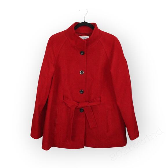 New S/M Pendleton Winter Getaway Coat Jacket MerinoWool MadeInUSA Red ALine - Picture 12 of 16